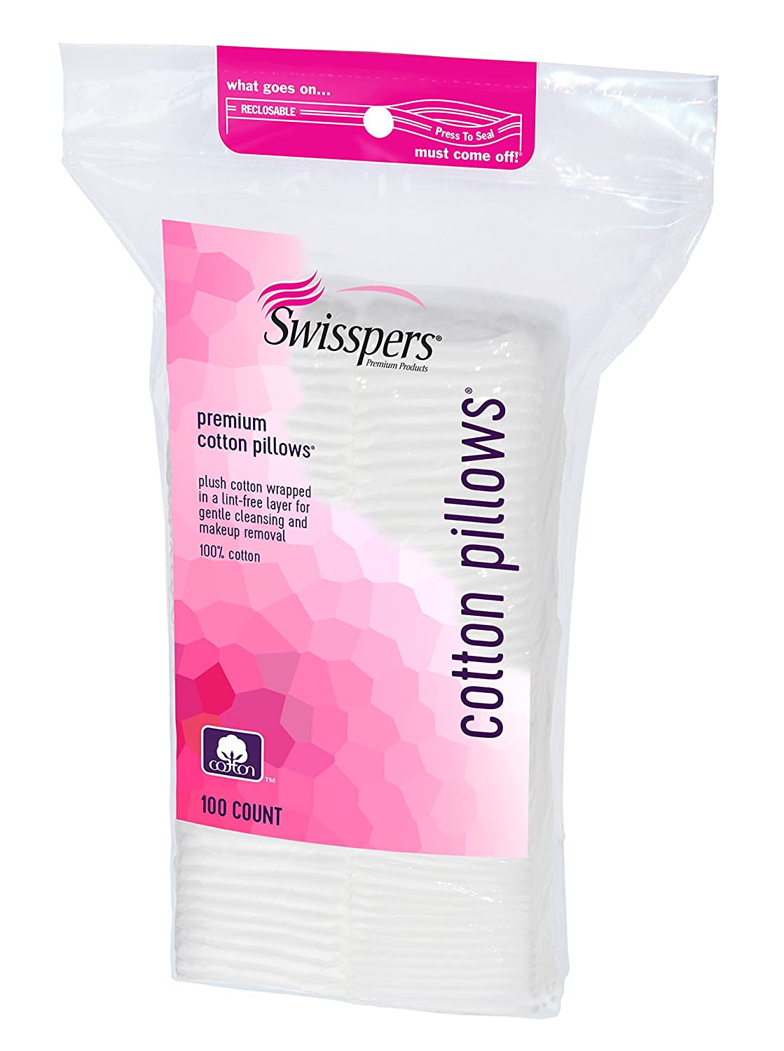 Swisspers Premium 100% Natural Cotton Pillows with Pocket, 100-Count Pillows per Pack, 4 Packs (400 Pillows Total)