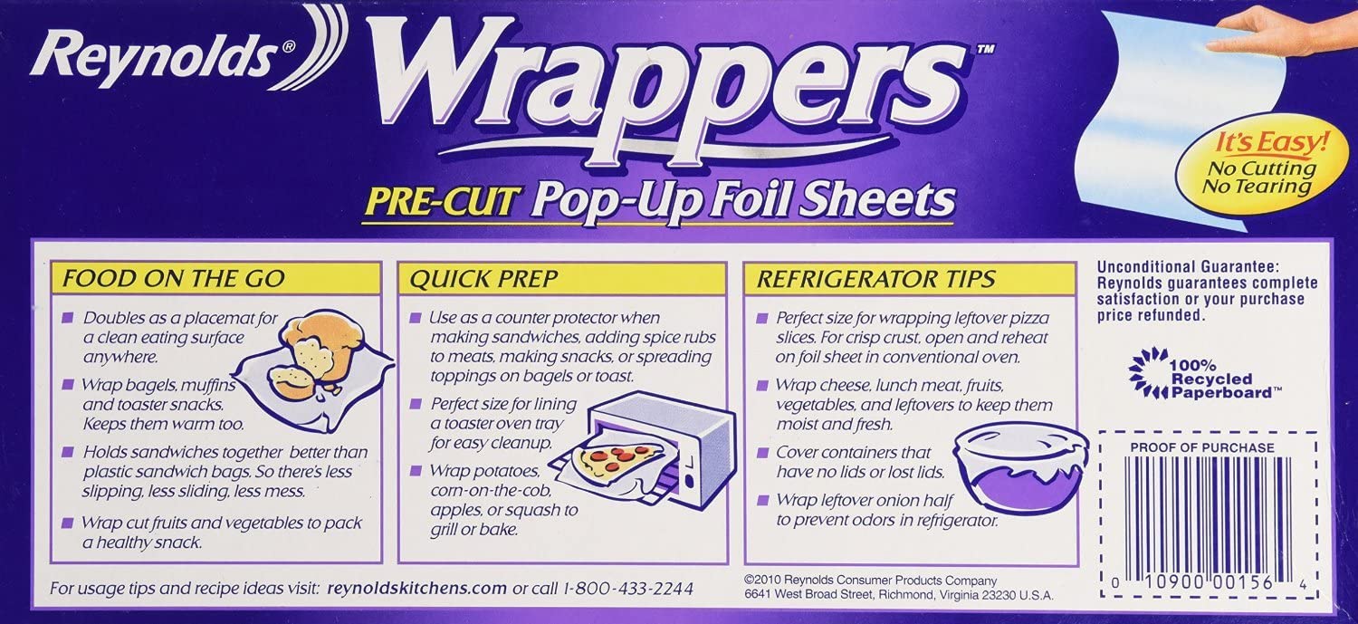 Reynolds Pre-cut Pop-up Foil Sheets Food Wrappers (25 Sheets)