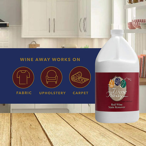 Image of Wine Away Red Wine Stain Remover - Removes Wine Spots - Perfect Fabric Upholstery and Carpet Cleaner Spray Solution - Spray on Stain Wash and Resolve Laundry to Vanish Stain - Zero Odor - 1 Gallon
