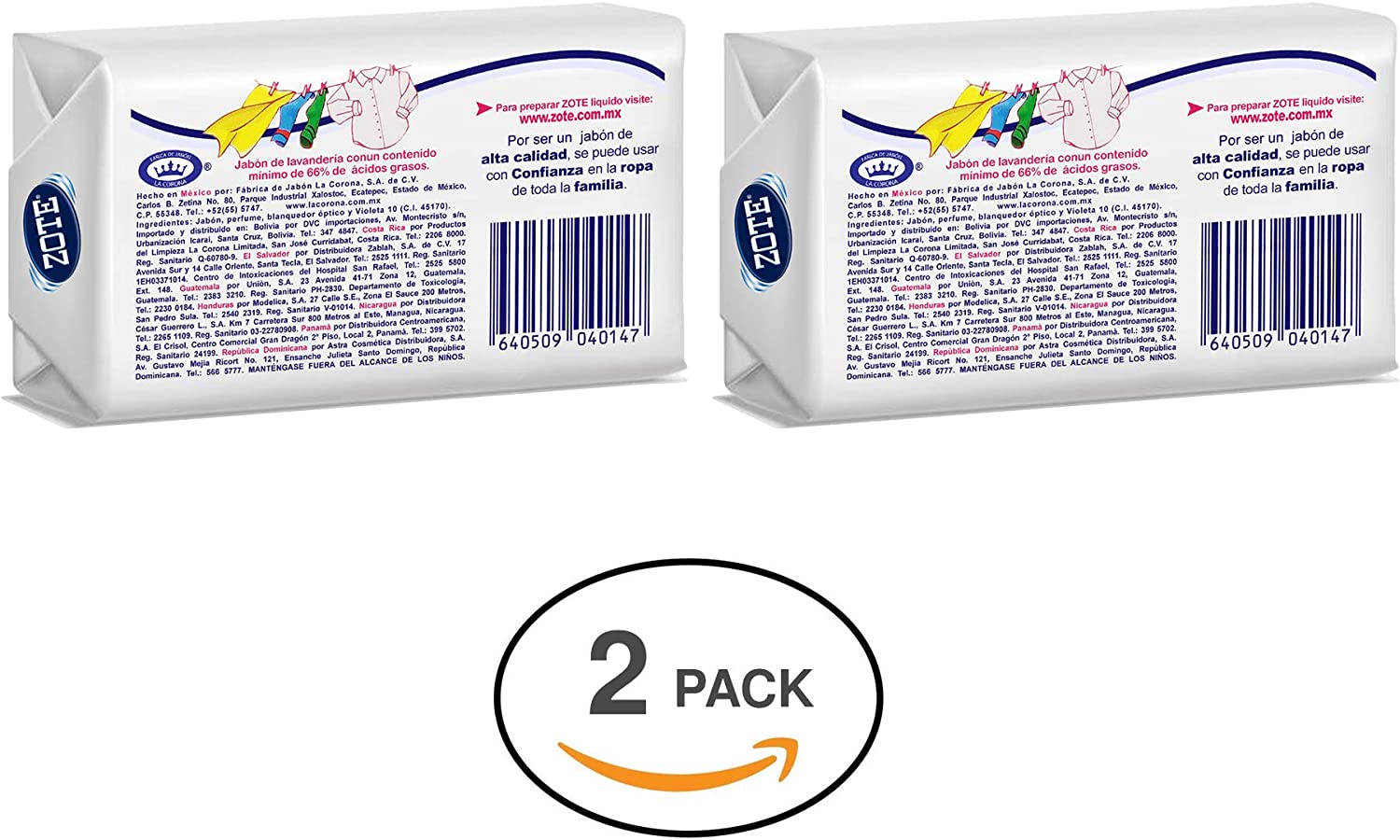 Zote Laundry Soap Bar, Stain Remover Laundry Detergent for Clothes, Catfish Bait, Super Washing Travel Jabon Para Lavar Ropa, White Underwear Clothes Washing Soap (400 grams), Pack of 2