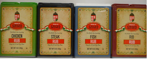 Image of Szeged Seasoning/Rub 5 Oz Bundle of 4 Flavors: Chicken, Fish, Steak and Rib