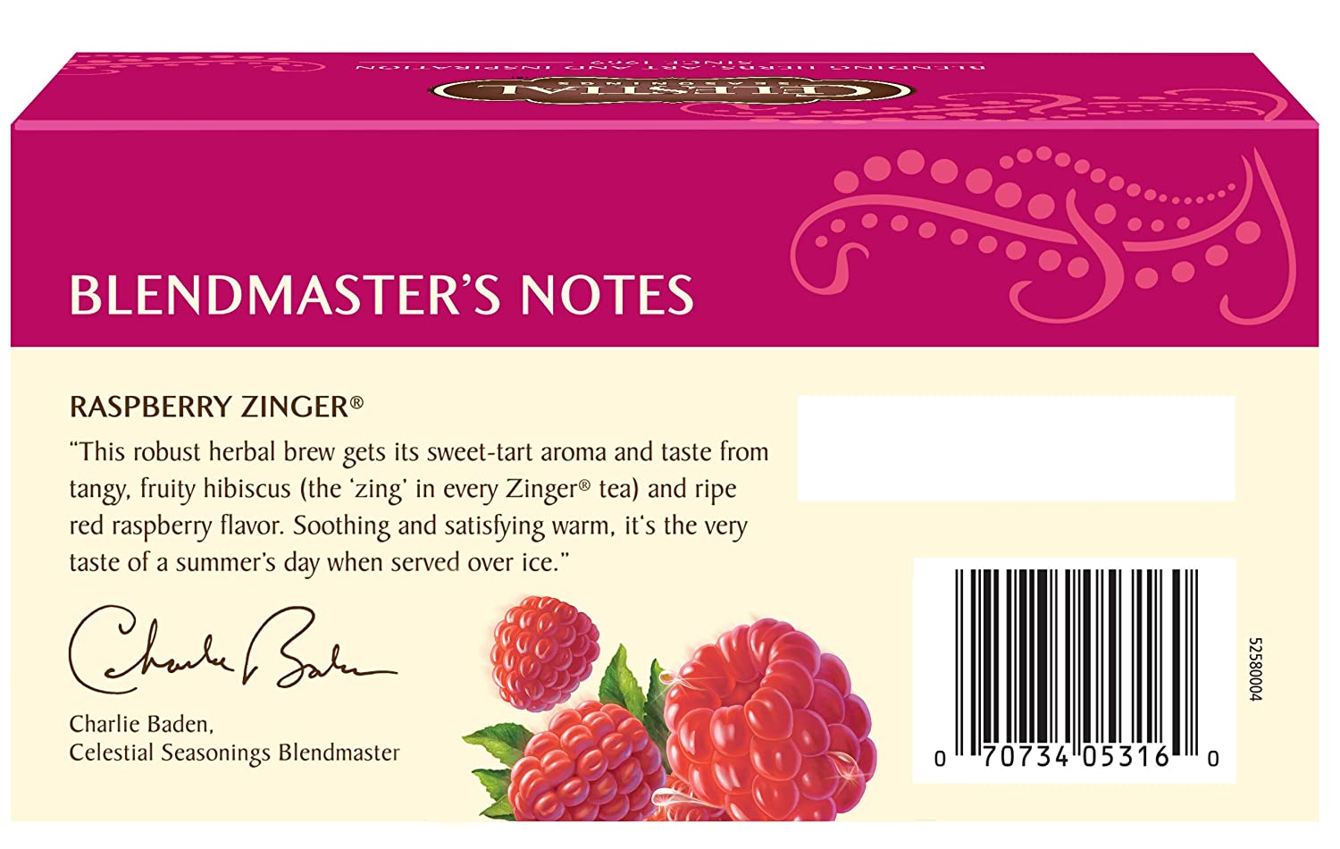 Celestial Seasonings Raspberry Zinger Herbal Tea, 20 ct
