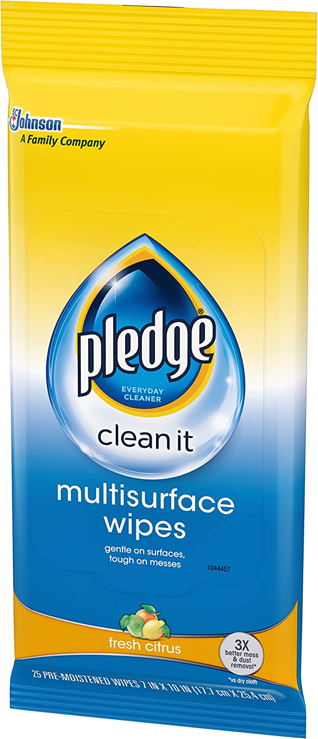 Pledge Multisurface Wipes, Fresh Citrus, 25 Wipes Per Pack (3 Packs)