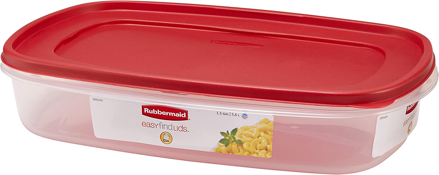 Rubbermaid Easy Find Lids Food Storage Container, 1.5 Gallon, Racer Red