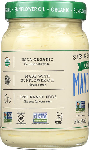 Image of Sir Kensington's Mayonnaise, Condiments that are Gluten Free and Non- GMO Project Verified Organic Mayo, Certified Humane Free Range Eggs, Shelf-Stable, 16 oz