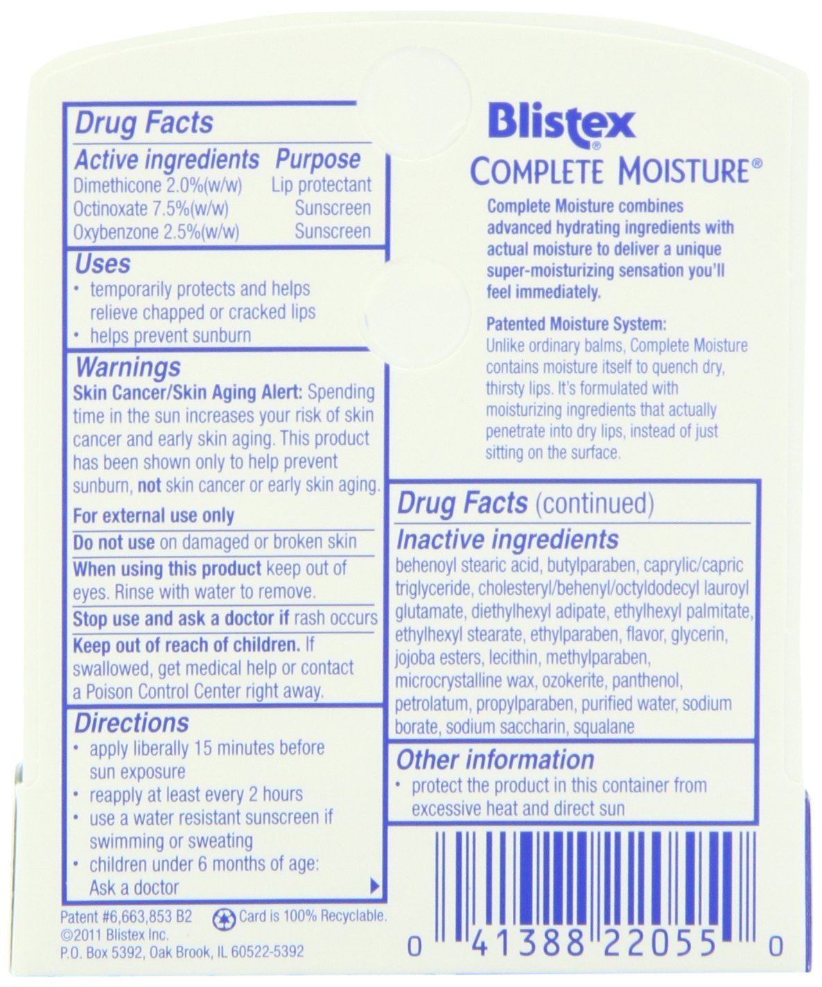 Blistex Complete Moisture.15-Ounce Tubes (Pack of 6)