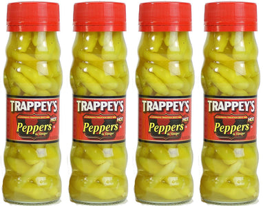 Trappeys Peppers in Vinegar, Hot, 4.5 oz (Pack of 4)