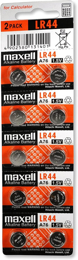 Maxell LR44 (A76) Batteries, 10 Count