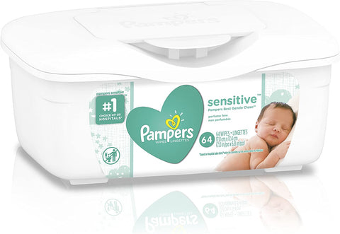 Image of Pampers Sensitive, Water Based Baby Wipes, 64 Count