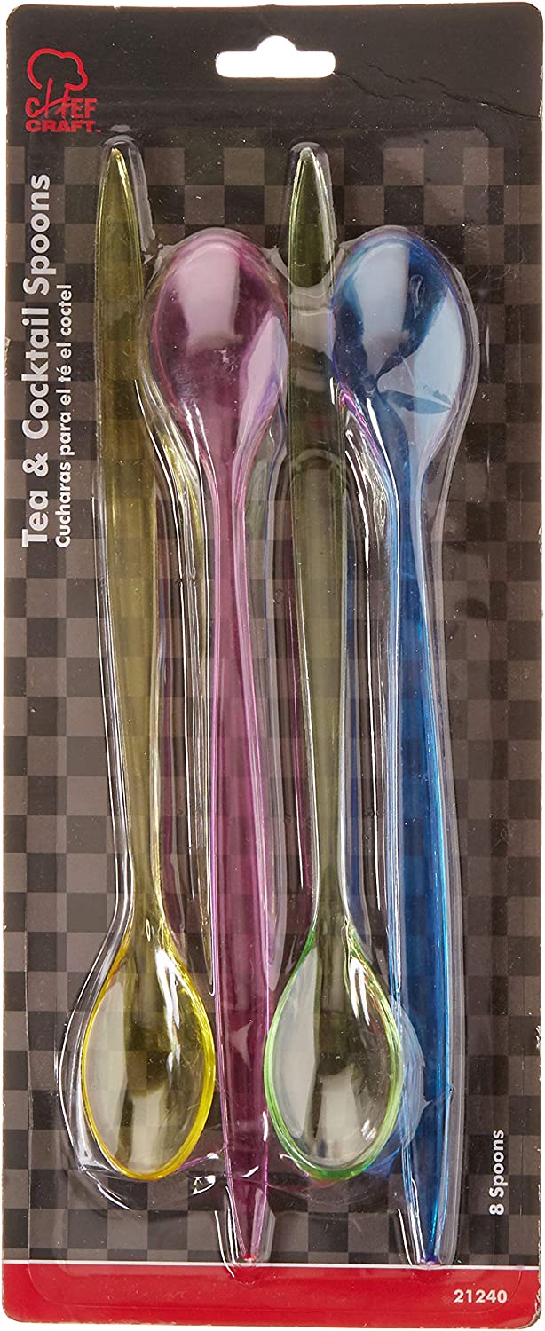 Chef Craft Set of 8 Iced Tea, Cocktail and Milkshakes Spoons, Silver