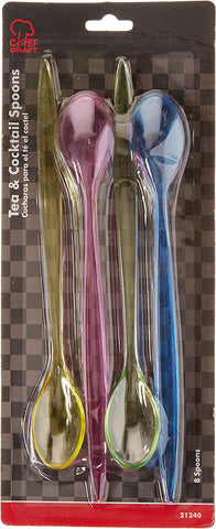 Image of Chef Craft Set of 8 Iced Tea, Cocktail and Milkshakes Spoons, Silver