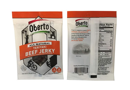 Oberto All Natural Beef Jerky - Original and Teriyaki Beef Jerky .75 oz Snack Size (6 Pack)