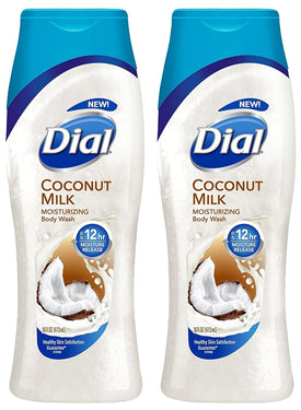 Dial Moisturizing Body Wash - Coconut Milk - 12 HR Moisture Release - Net Wt. 16 FL OZ (473 mL) Per Bottle - Pack of 2 Bottles