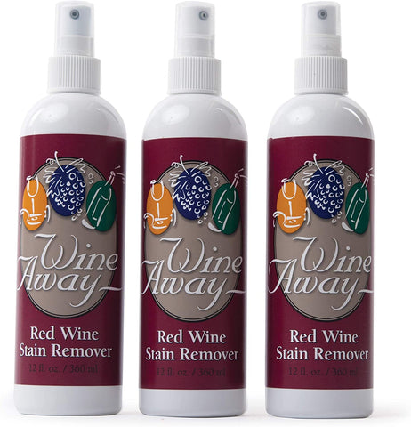 Image of Wine Away Red Wine Stain Remover - Perfect Fabric Upholstery and Carpet Cleaner Spray Solution - Removes Wine Spots - Wine Out - Zero Odor - Spray and Wash Laundry to Vanish Stain - 12 Ounce, Set of 3