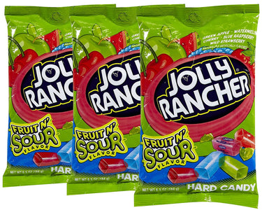 Jolly Rancher Hard Candy Fruit 'N' Sour Flavor Peg Bag, 6.5 Ounce, Pack of 3
