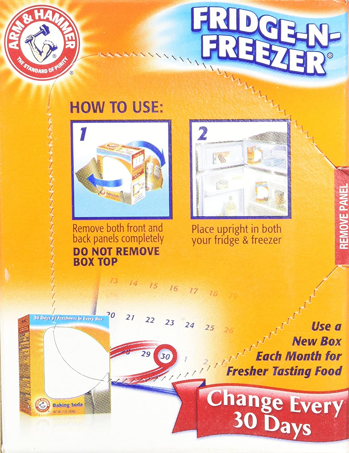 Arm & Hammer Fridge-N-Freezer Baking Soda Odor Absorber, 14 Ounces (Pack of 6)