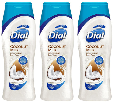 Image of Dial Moisturizing Body Wash - Coconut Milk - 12 HR Moisture Release - Net Wt. 16 FL OZ (473 mL) Per Bottle - Pack of 3 Bottles