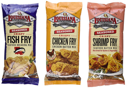 Louisiana Fish Fry Products Seasoned Fry Mix 3 Flavor 6 Package Variety Bundle