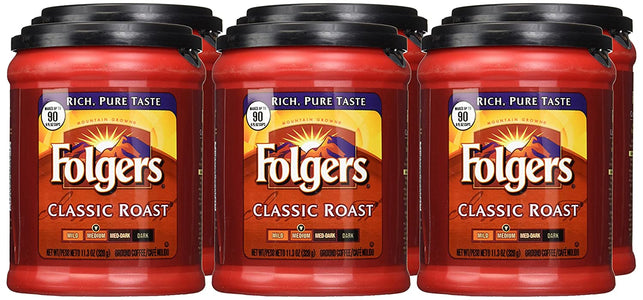 Folgers Classic Roast Medium Ground Coffee 11.3 oz (Pack of 6)