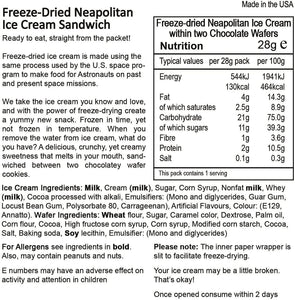 Astronaut Freeze Dried Ice Cream, One Serving Pouch