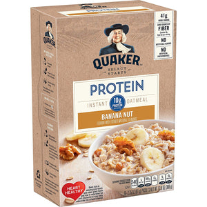 Quaker Instant Oatmeal Protein Banana Nut Flavor 6 Count, 12.9oz Box (Pack of 2)