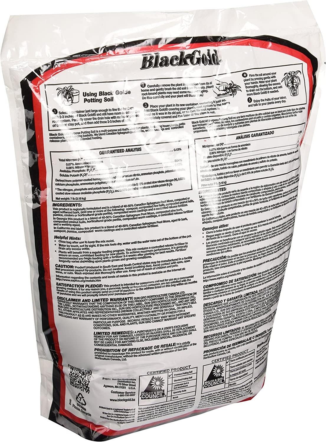 Black Gold 1310102 8-Quart All Purpose Potting Soil with Control