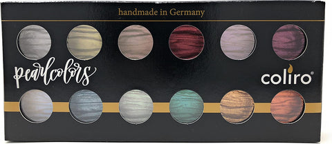 Image of Coliro M1200 Mica Pigment Rich Pearl Watercolor Paint - Set of 12