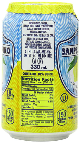 Image of San Pellegrino Sparkling Beverage, Limonata (Lemon), 11.15-Ounce Cans