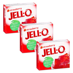 Jell-O Gelatin Dessert, Strawberry Flavor, 3-Ounce Boxes (Pack of 3)