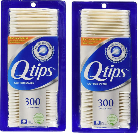 Image of Q-tips Antimicrobial Cotton Swabs, 300 Count (Pack of 2)