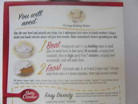 Image of Betty Crocker White Fluffy Icing Mix (3 pack) Fat Free Home Style Frosting Cake Cupcake Dessert