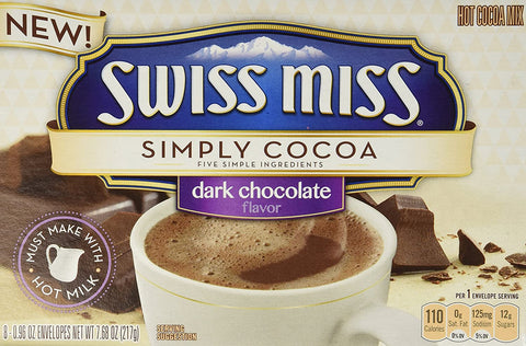 Image of Swiss Miss, Simply Cocoa, Dark Chocolate, Hot Cocoa Mix, 8 Count, 7.68oz Box (Pack of 3)