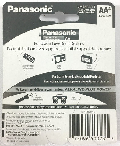 Image of 4pc Panasonic AA Batteries Super Heavy Duty Power Carbon Zinc Double A Battery 1.5v
