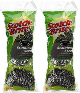 3m Scotch-Brite Stainless Steel Scouring Pad, 3-Pad(2 Pack) by Scotch