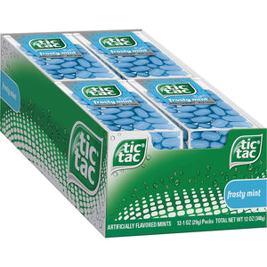 Tic Tac Fresh Breath Mints, Frosty Mint, Bulk Hard Candy Mints, 60 Count (Pack of 12)