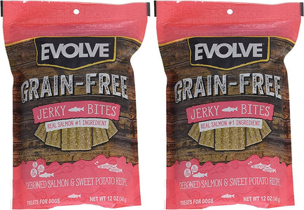 Evolve GrainFree Dog Treats: Salmon & Sweet Potato Jerky Bites, 2 (12 Ounce Pack) Bundle