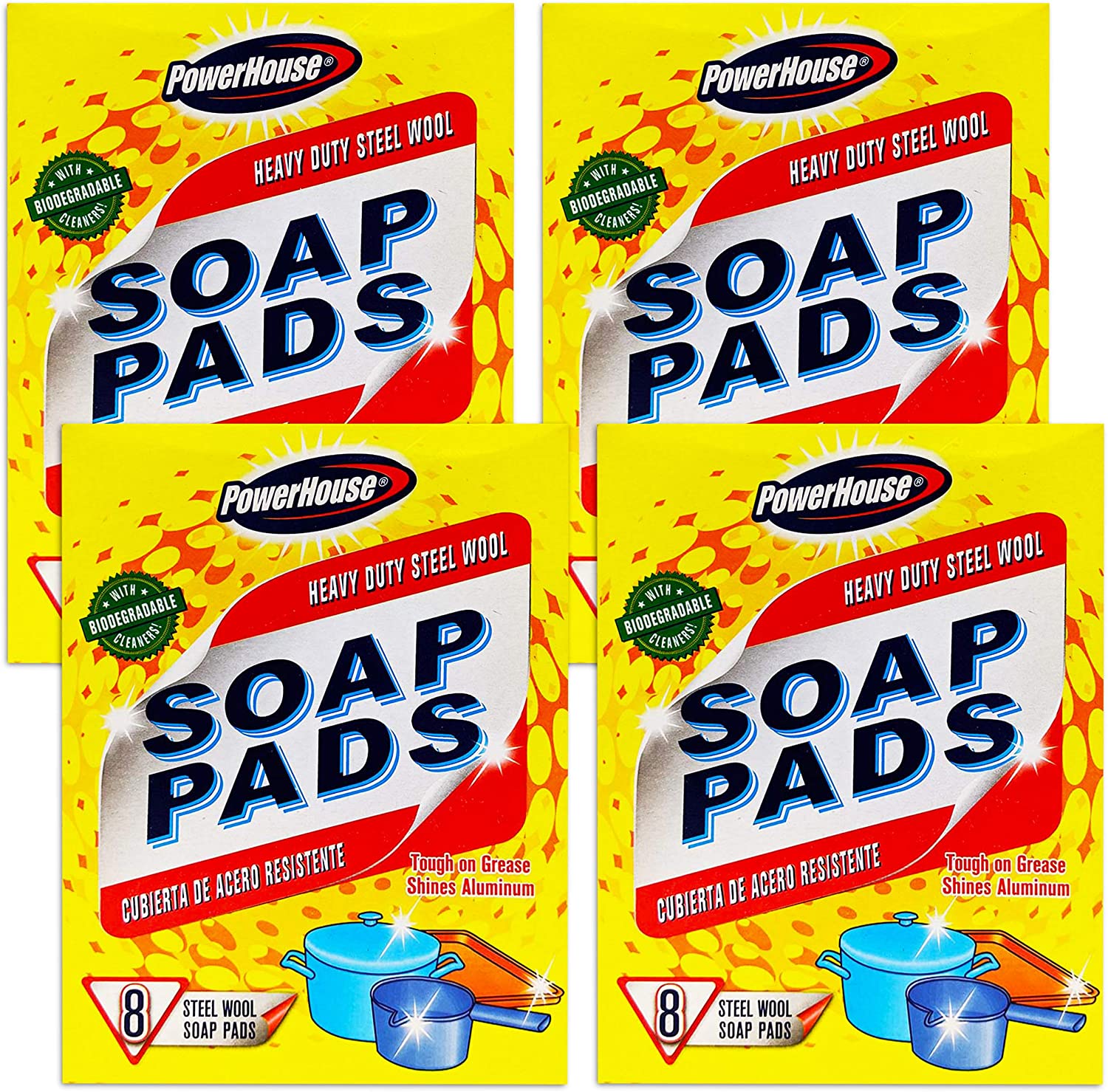 Powerhouse Steel Wool Soap Pads ~ 40 Ct Heavy Duty Scrubbers for Kitchen