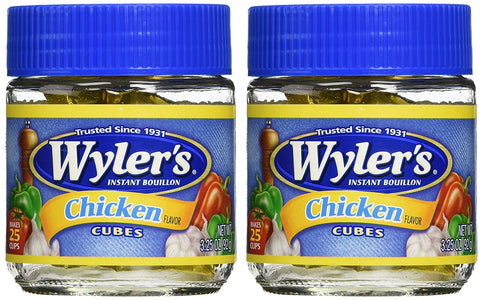 Wyler's Instant Boullion Chicken Flavor Cubes - Pack of 2 (3.25 Oz Each Bottle)