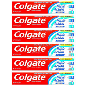 Colgate Anticavity, Original Mint, Triple Action Gel Toothpaste, 6 Pack - 2.5 Oz Ea (Total 15 Oz)