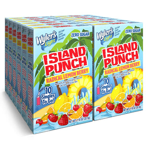 Wyler’s Light Island Punch Singles To Go, Radical Lemon Berry, 10-Count Box (12 Pack) – Low Calorie Powdered Drink Mixes, Caffeine Free, Gluten Free, and Zero Sugar