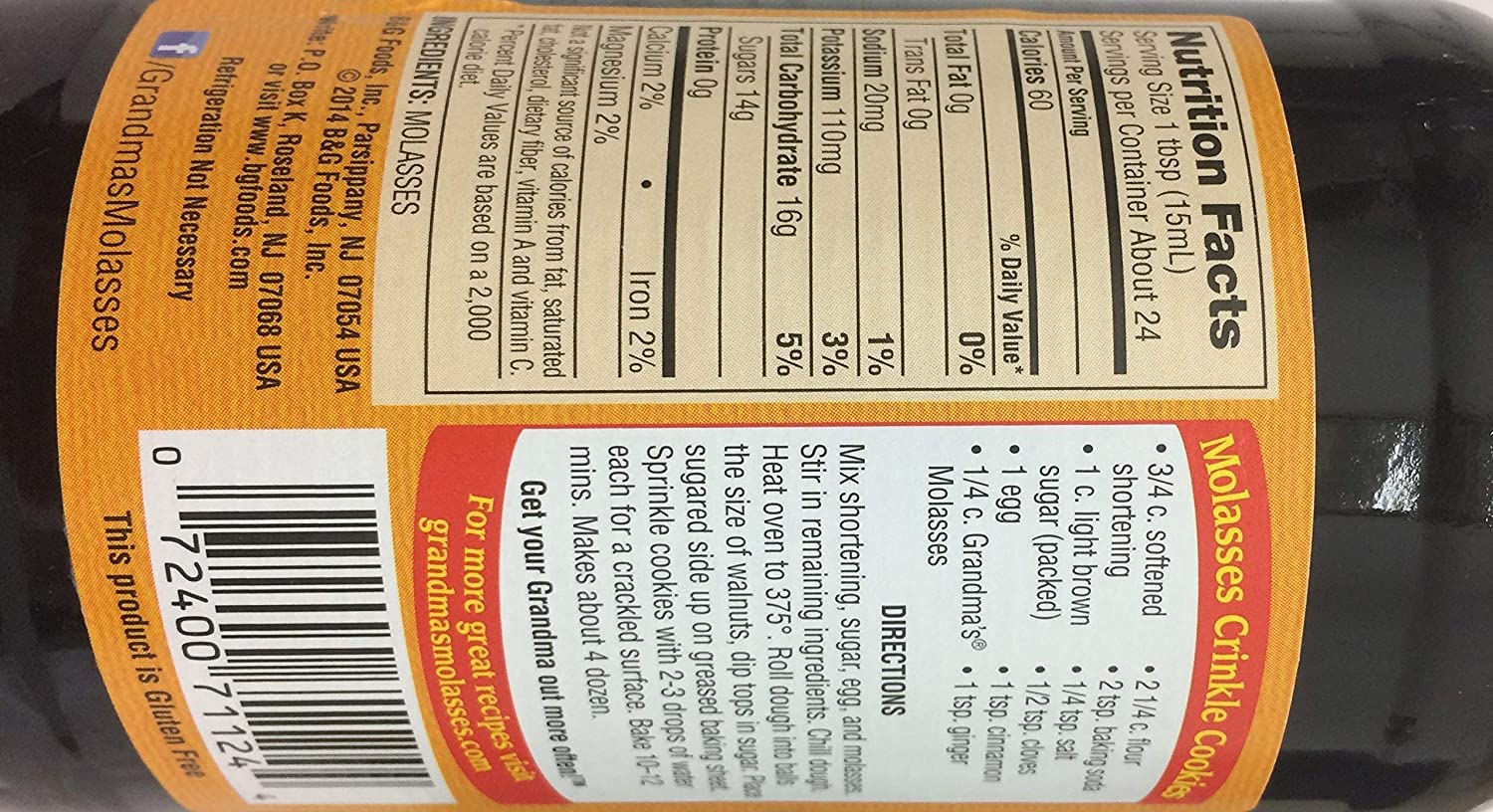 Grandma's Original Unsulphured Molasses All Natural 12oz Jar