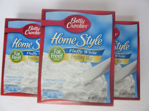 Image of Betty Crocker White Fluffy Icing Mix (3 pack) Fat Free Home Style Frosting Cake Cupcake Dessert