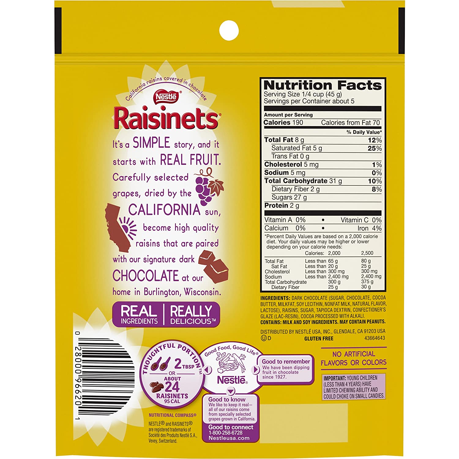 Raisinets Chocolate Stand Up Bag, Dark, 8 Ounce