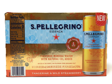 Image of San Pellegrino Tangerine & Wild Strawberry Mineral Sparkling Water 8pk Cans, 11.15 FZ