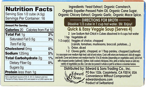 Image of Edward & Sons Low Sodium Not Chicken Bouillon Cubes, 2.5 oz