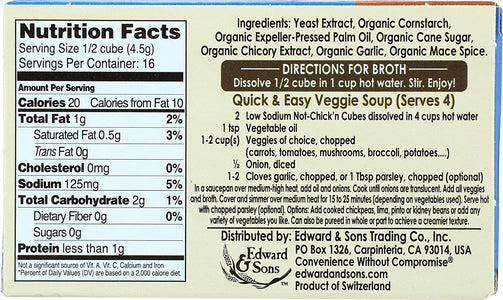 Edward & Sons Low Sodium Not Chicken Bouillon Cubes, 2.5 oz