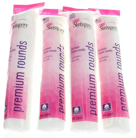 4 pack, Premium Products Hypoallergenic 100% Cotton Rounds, 100 count by Swisspers