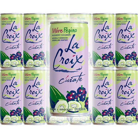 Image of La Croix Mure Pepino, Blackberry Cucumber Flavored Naturally Essenced Sparkling Water, 12 oz Tall Can (Pack of 12, Total of 144 Oz)