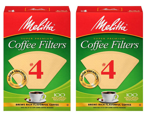Image of Melitta #4 Coffee Filters, Natural Brown, 2 Pack of 100 Filters.