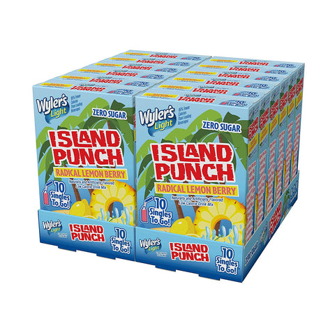 Image of Wyler’s Light Island Punch Singles To Go, Radical Lemon Berry, 10-Count Box (12 Pack) – Low Calorie Powdered Drink Mixes, Caffeine Free, Gluten Free, and Zero Sugar